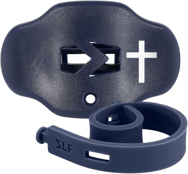 SLEEFS Football Mouth Guard - Youth Mouthguard with Strap - Lip/Teeth Protector Mouthpiece - No Boil - for Youth/Adults, Maximum Air Flow, for All Sports - Cross (Cross Navy Blue) - Image 1